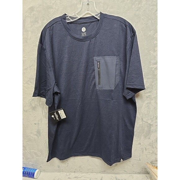 NWT Ski-doo Mens BC Series Pocket T-shirt Navy Color Size M Polyester/Wool - Picture 1 of 9